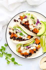 Sweet potato and black bean tacos (GF, DF, Vegan)
